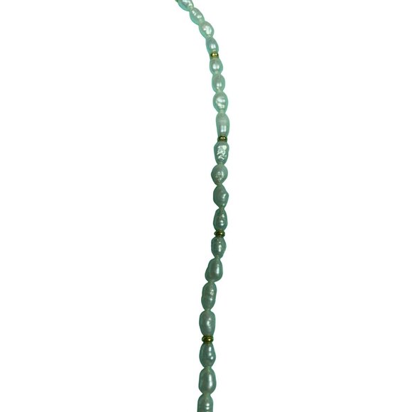 Vintage 14k Yellow Gold Clasp & Gold Spacer Beads Freshwater White Rice Pearl Ne - Picture 3 of 6